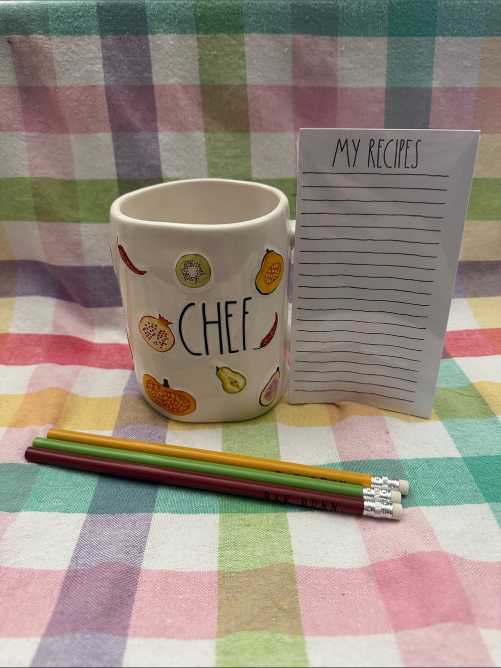 Rae Dunn CHEF mug with Recipe tablet and pencils